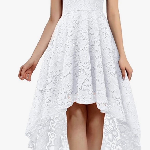 Women's Lace Cocktail Dress Hi-Lo Off Shoulder Swing Formal Party Dress - Picture 3 of 16